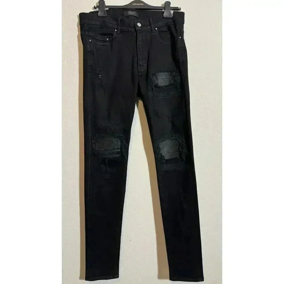 Amiri Leather Patch MX1 Distressed Jeans